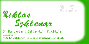 miklos szklenar business card